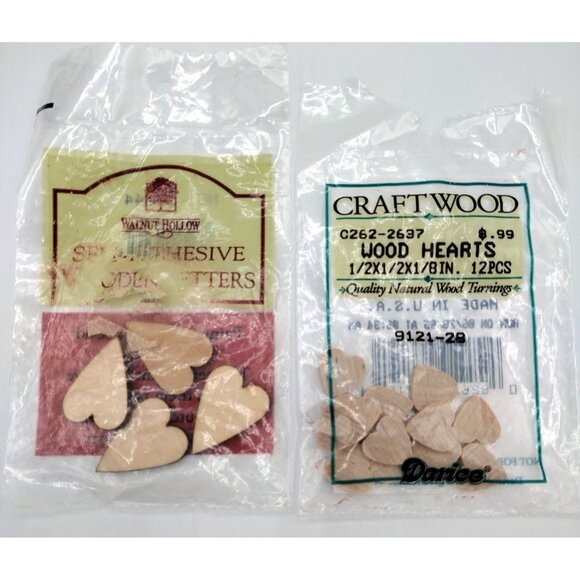 Darice Craftwood Walnut Hollow Hearts Stars Snowmen Reindeer Craft Supply Lot - Picture 5 of 5